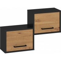 Sienas plaukts BOSS-08 2D, Melns/Ozols artisan
